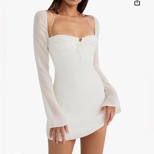 White gauze sleeve mini dress L